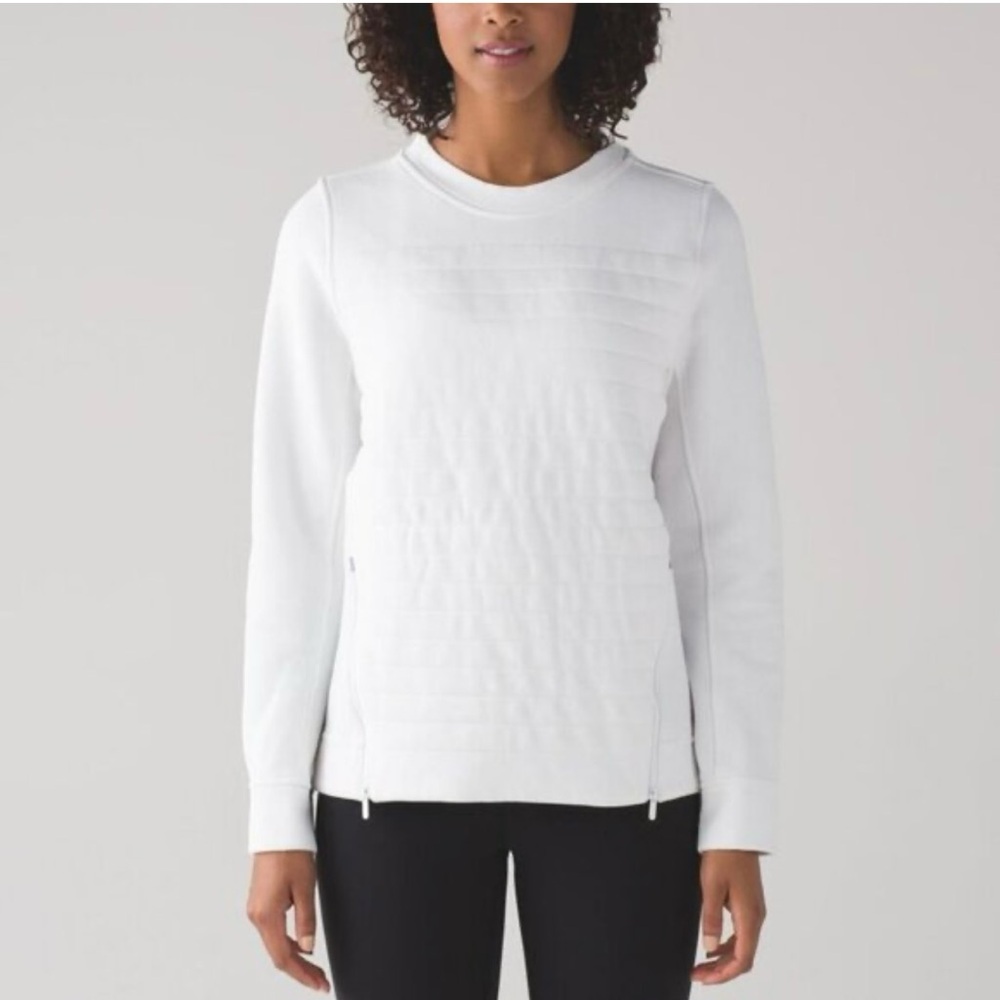 Lululemon Be True Crew Fleece Quilted Sweater White